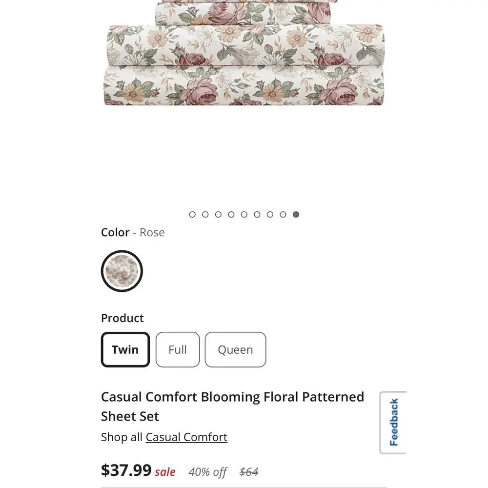 NEW! Casual Comfort iEnjoy TWIN 3PC Blooming Floral Patterned Sheet Set